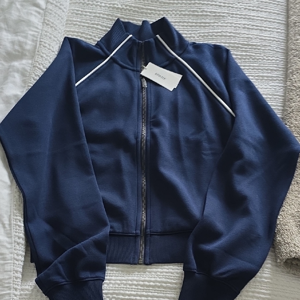 Navy Blue SPANX Zip-Up Jacket NWT